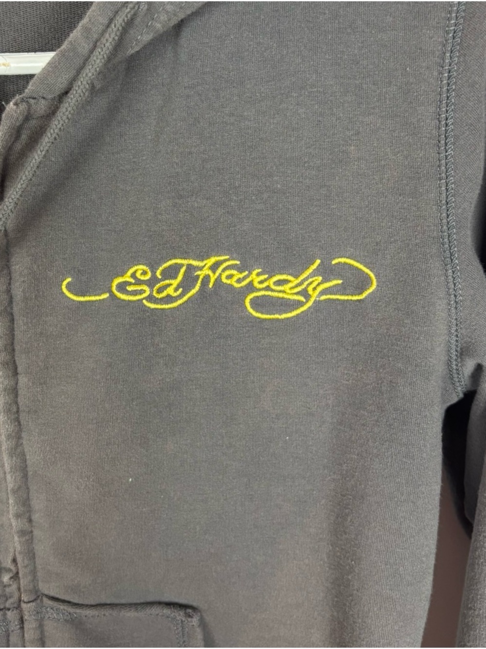 Vintage Ed Hardy Zip Up Hoodie Size Medium Love Kills Slowly Y2K Rhinestone - Picture 5 of 13